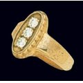 Corporate Fashion 10K Gold Ladies Ring W/ 3 Gemstones in Oval Face